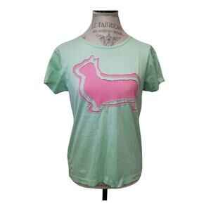 Ralph Lauren Lime Green & Pink Llama Stitched Short Sleeve Crew Neck Shirt Top